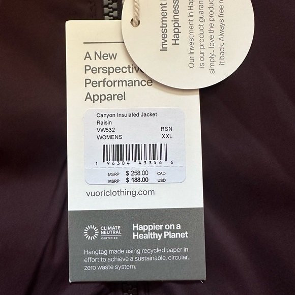 NWT Vuori Canyon Insulated Jacket -XXL - Picture 2 of 6